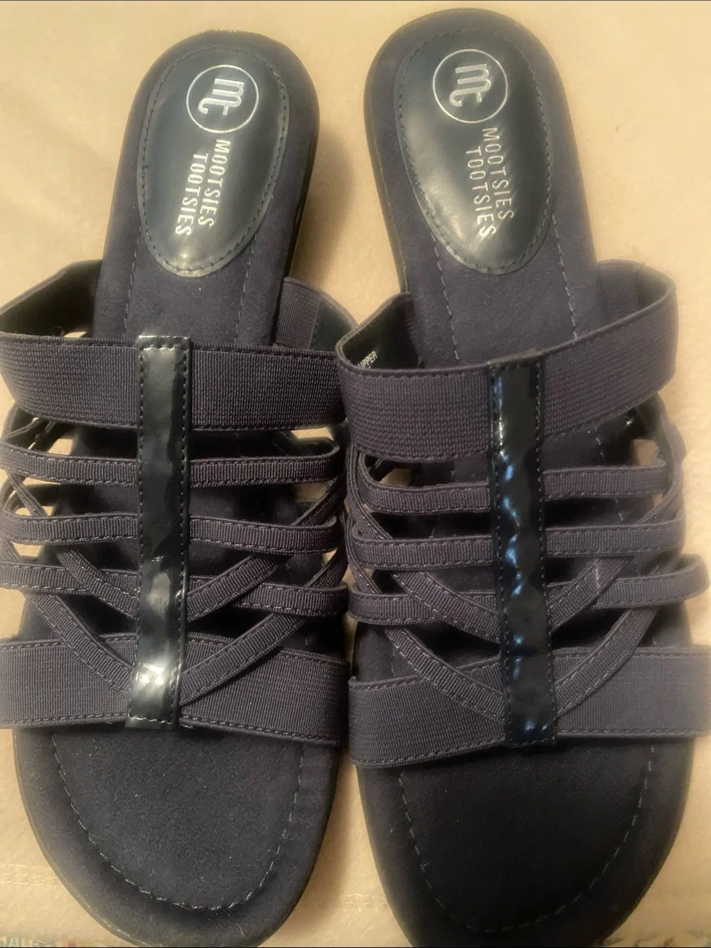 Mootsies Tootsies Navy Strappy Slide sandals
